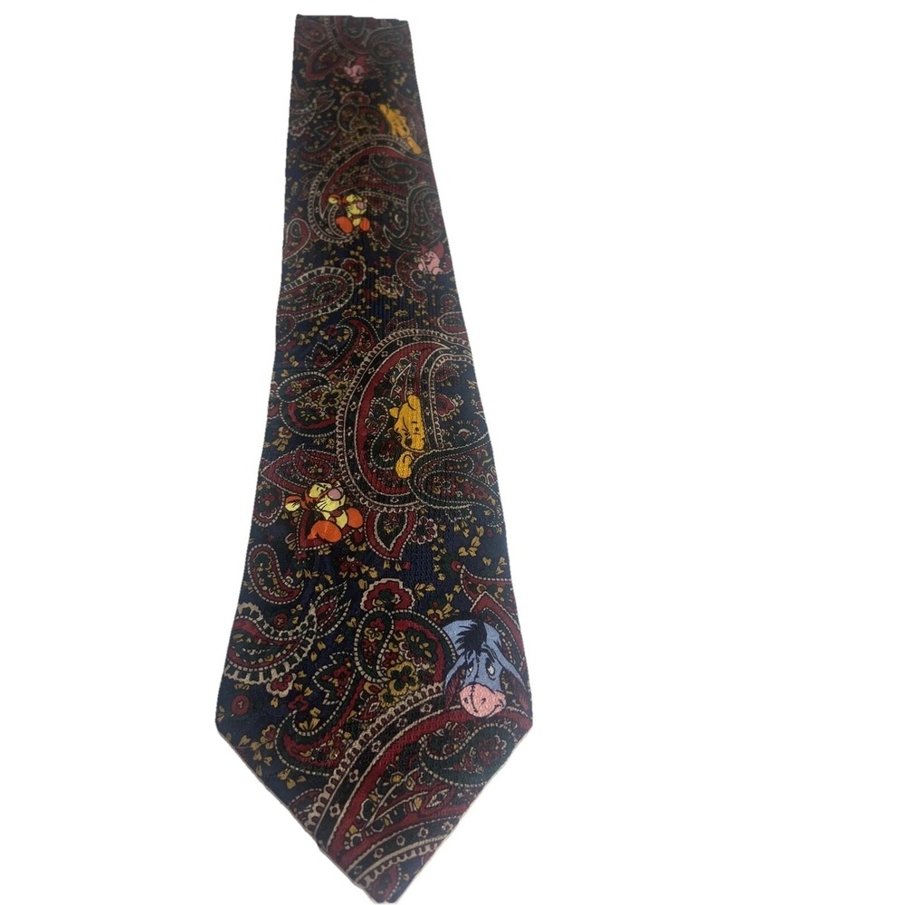 Disney Character 100% Silk Neck Tie Paisley Pooh Piglet Tigger Eorye